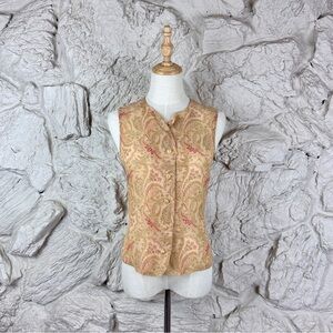 Ralph Ralph Lauren c. 1990s Silk Blend Vest Honey Beige Paisley | 10